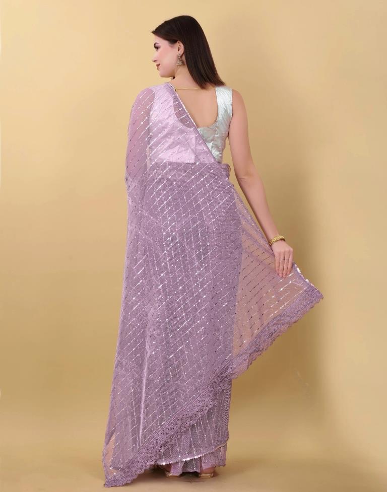 Alikam Khadi cotton plain saree in Lavender and white slub texture. –  Dakshin Weaves