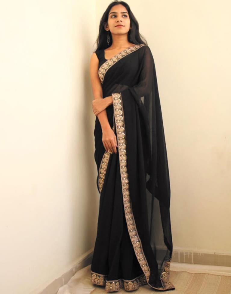 Black Farewell Cotton Checkered Saree - Keep Me Stylish