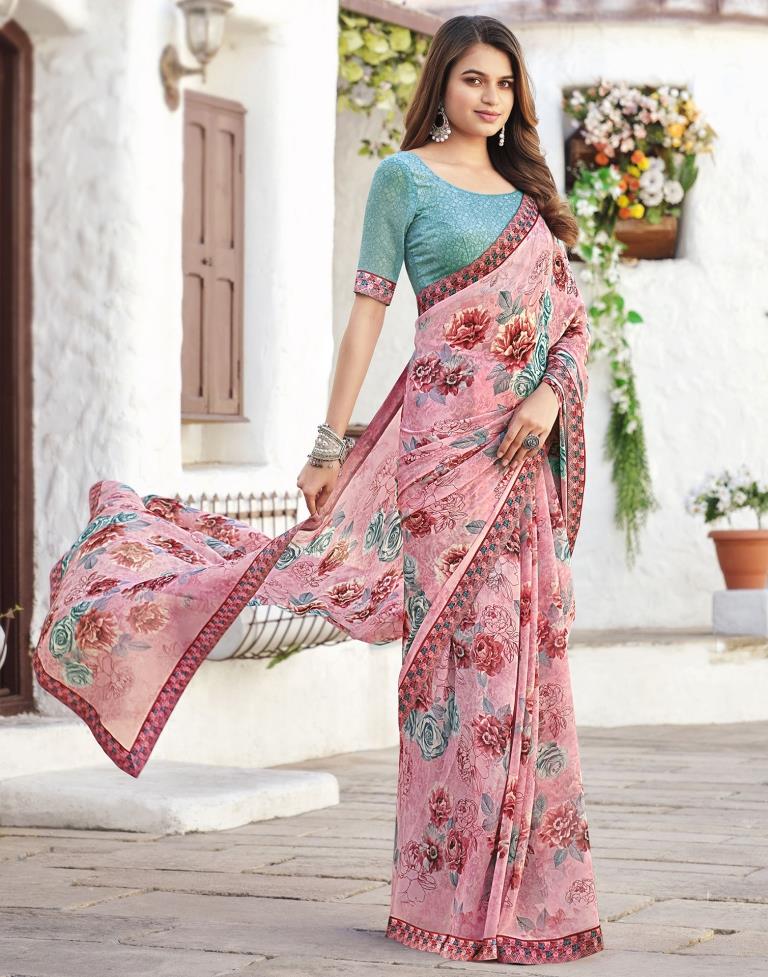Party Wear Multi Color Printed Saree - Designer Sarees - Sarees - Indian
