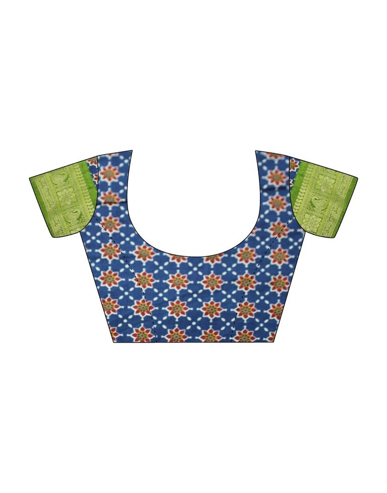 Green Bandhani Silk Printed Saree | Leemboodi