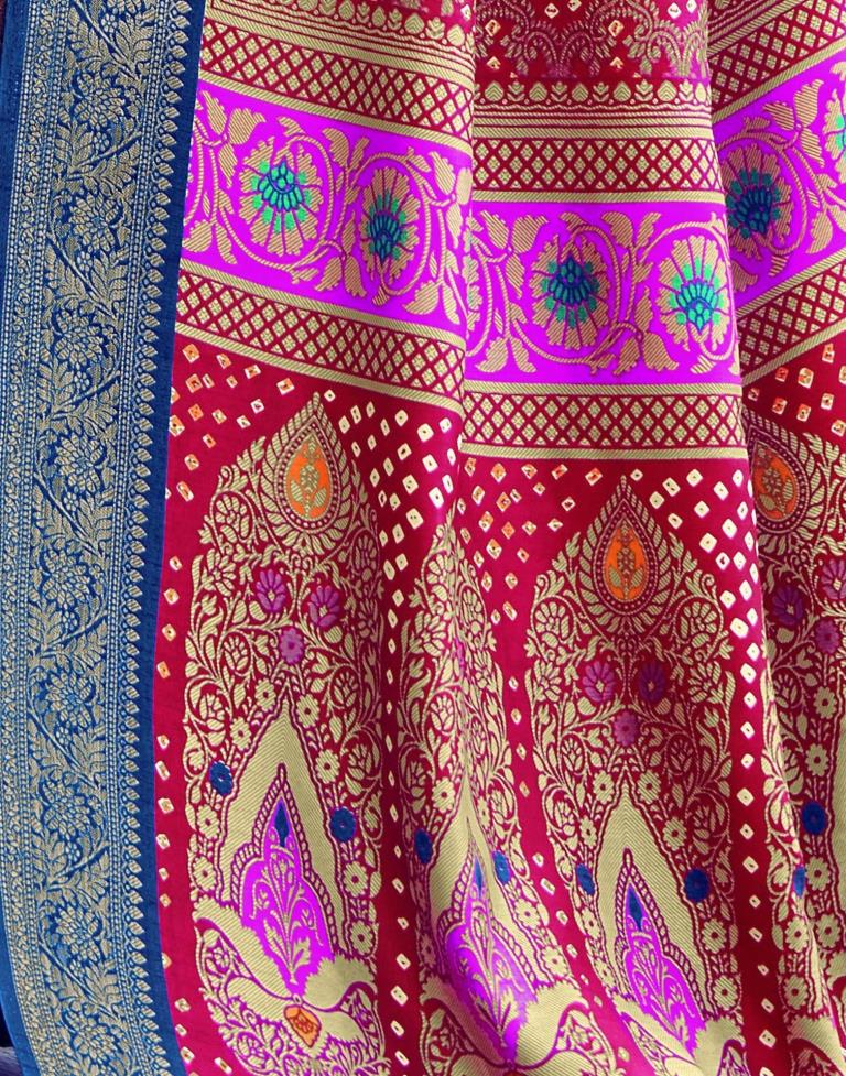 Red Patola Silk Printed Saree | Leemboodi