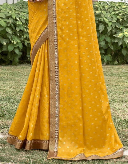 Yellow Silk Printed Saree | Leemboodi