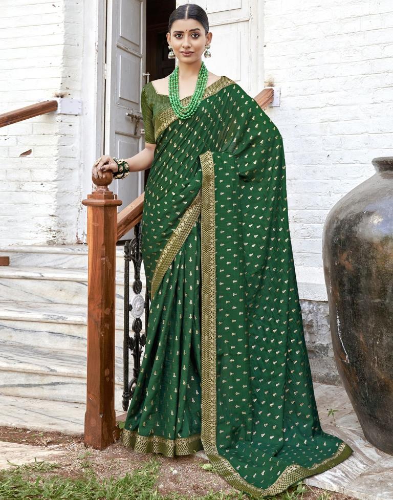 Green Silk Printed Saree | Leemboodi