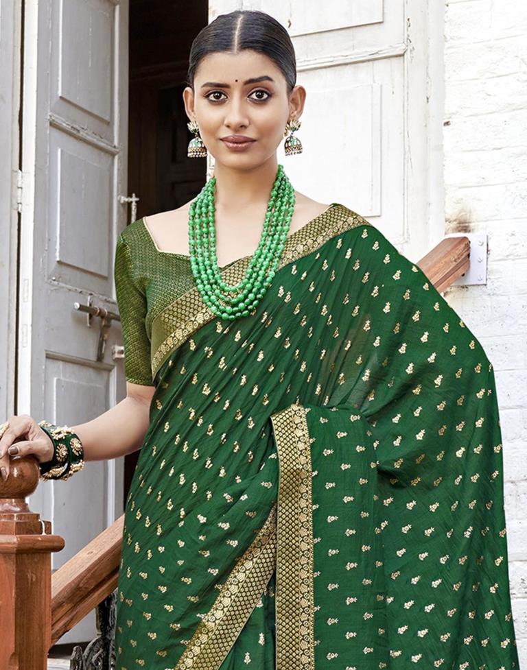 Digital Printed Chiffon Saree in Teal Green : STS5877