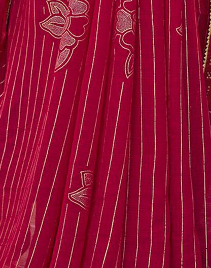 Red Striped Chiffon Printed Saree | Leemboodi