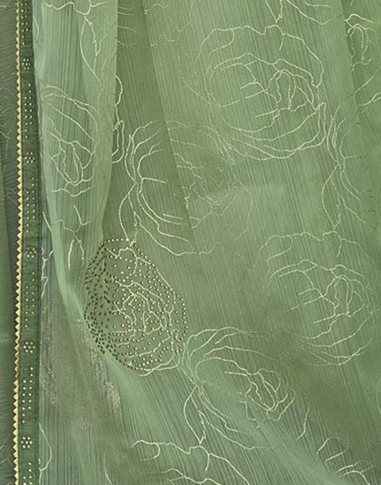 Light Green Chiffon Printed Saree | Leemboodi