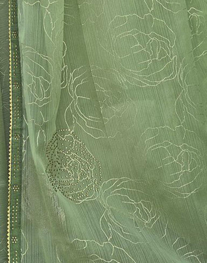 Light Green Chiffon Printed Saree | Leemboodi