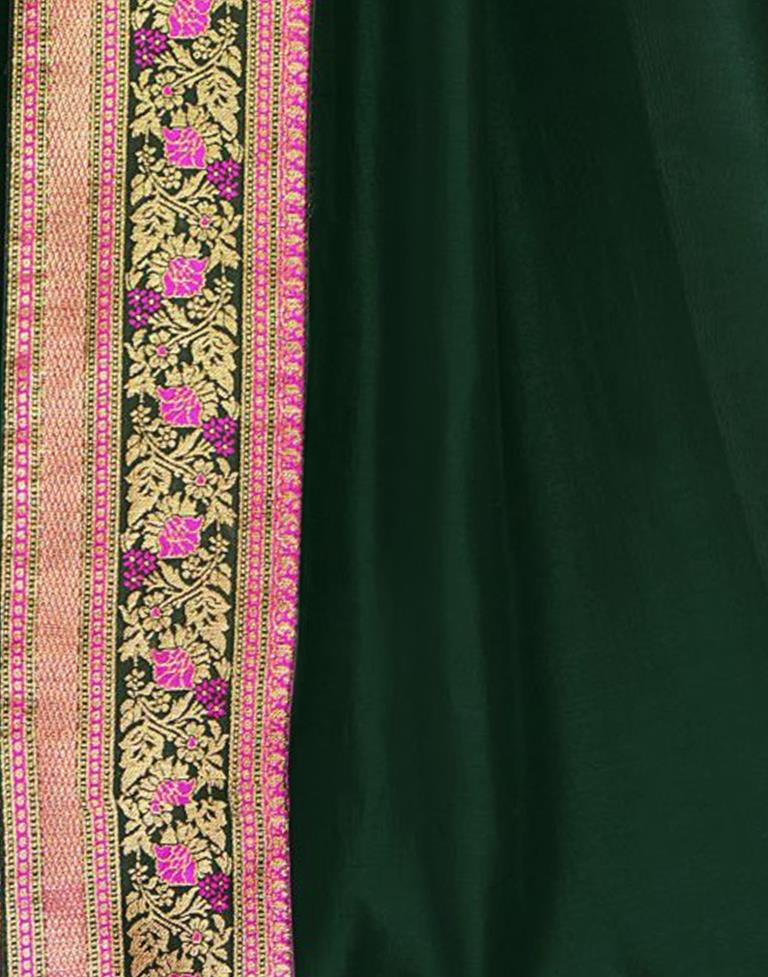 Trendy Woven Zari Bordered Linen Light Green Saree|SARV132279