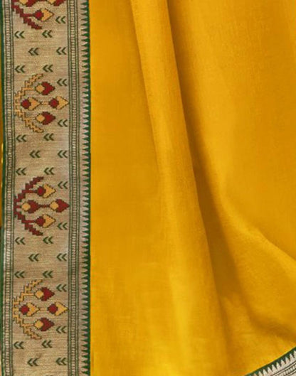 Mustard Yellow Silk Plain Saree | Leemboodi