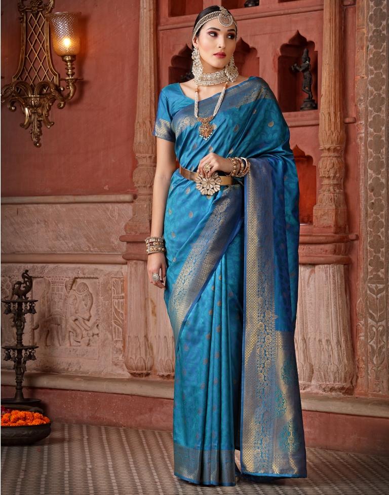 Blue Banarasi Silk Weaving Saree | Leemboodi