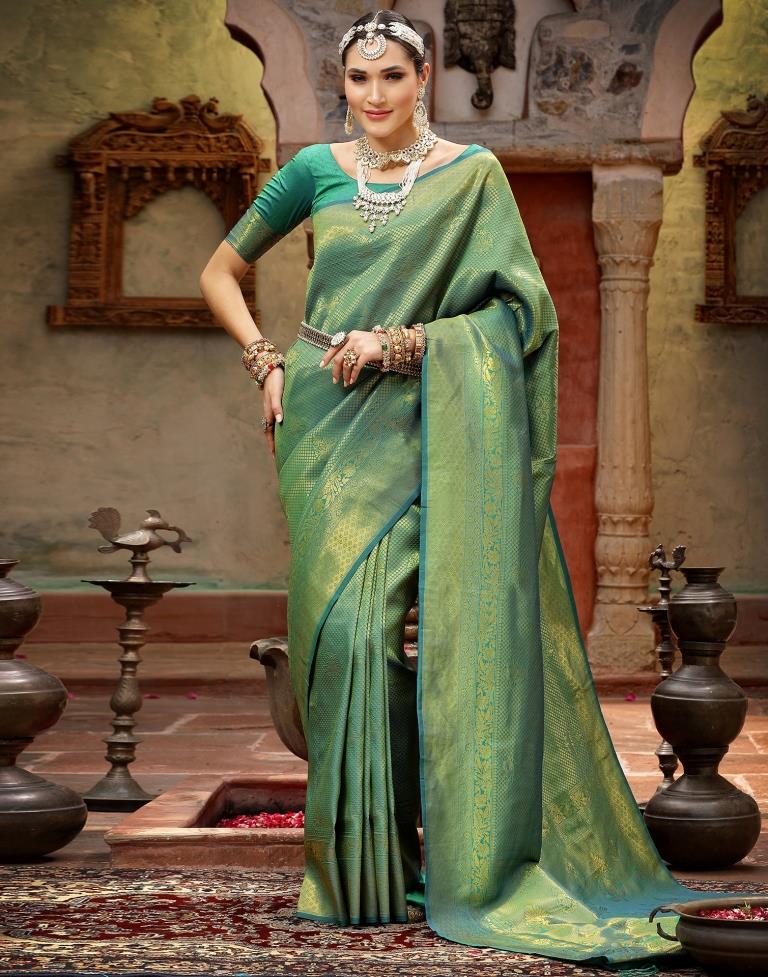 Green Banarasi Silk Weaving Saree | Leemboodi