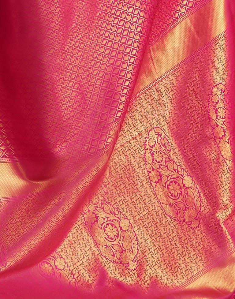 Rani Pink Banarasi Silk Weaving Saree | Leemboodi