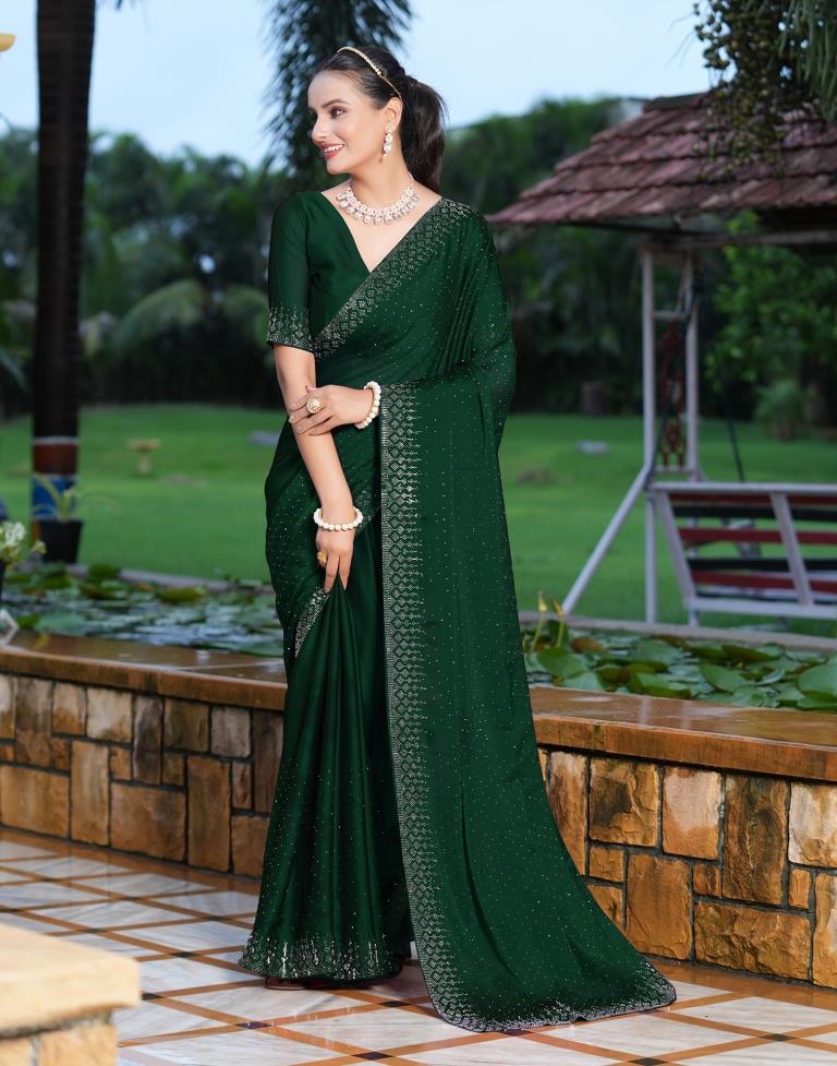 Boutique style 1 min ready to wear green saree with beautiful embroidery  work stitch blouse- Shop Lance – ShopLance