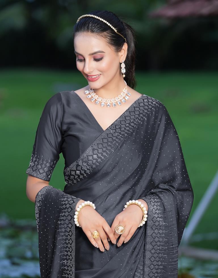 Buy fospy Solid/Plain Bollywood Satin Grey Sarees Online @ Best Price In  India | Flipkart.com