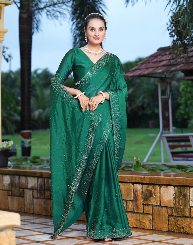 Buy shree harikrishna fashion Self Design Daily Wear Satin Dark Green Sarees  Online @ Best Price In India | Flipkart.com