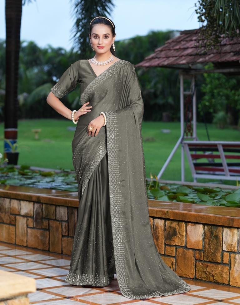 dark olive green saree