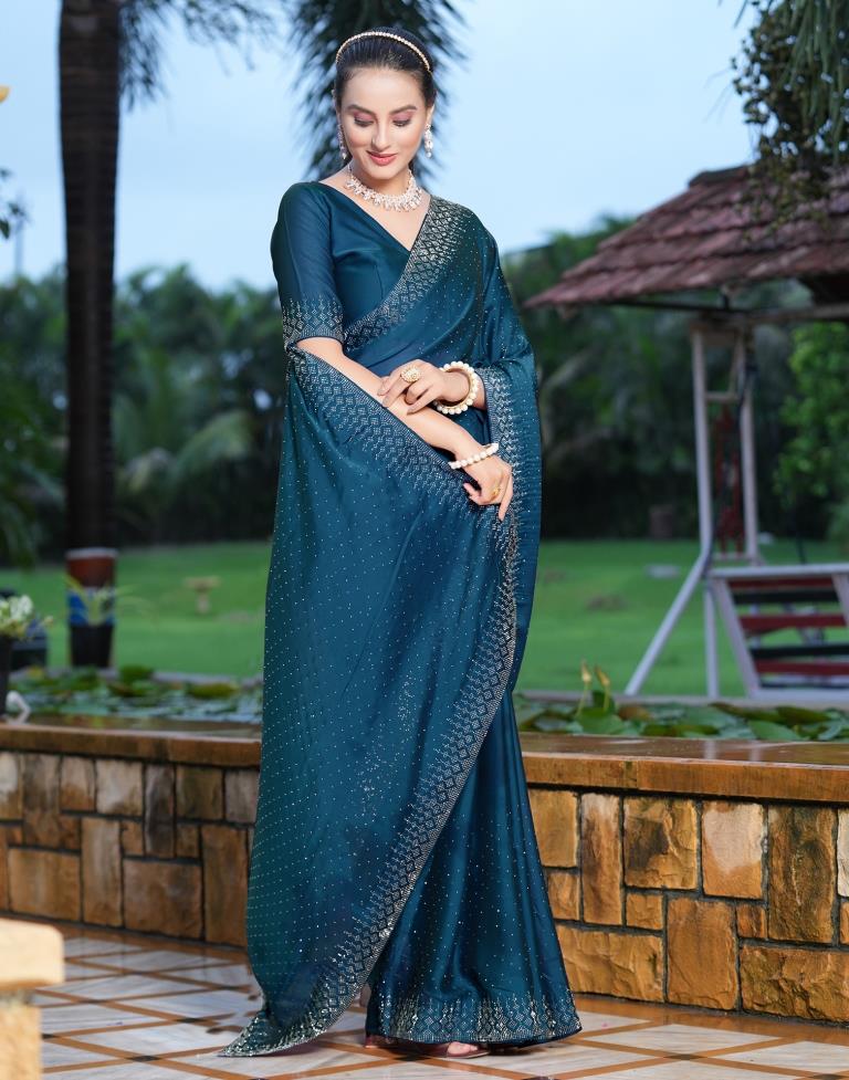 Dark Sky Blue Colour ASHIMA RIHANA FLOWER Weightless Sequence Fancy Ethnic  Wear Saree Collection 3707 - The Ethnic World