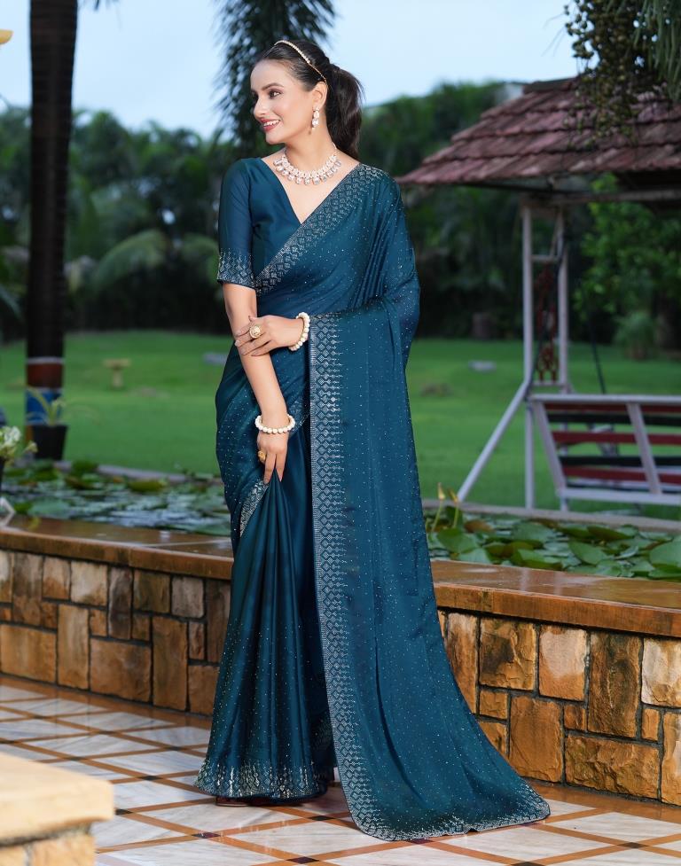 Navy Blue Georgette saree - ANJU SHANKAR LABEL