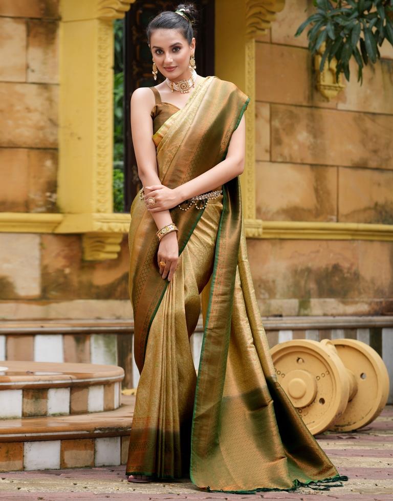 Pista Green Silk Weaving Kanjivaram Saree | Leemboodi