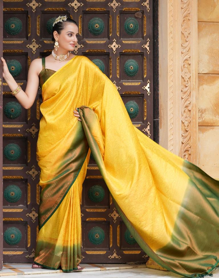 Buy Designer Sarees, Salwar Kameez, Kurtis & Tunic and Lehenga  Choli.Gorgeous Light Yellow Silk Saree