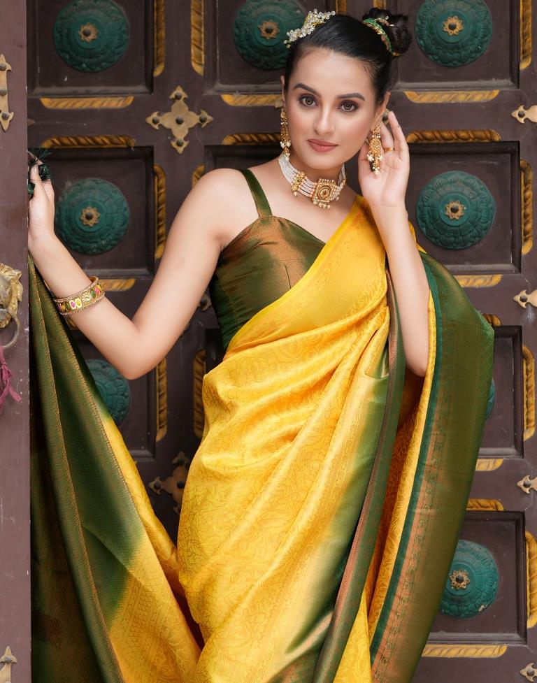 Royal Princess Golden Grey Woven Kanjivaram Saree – Zari Banaras