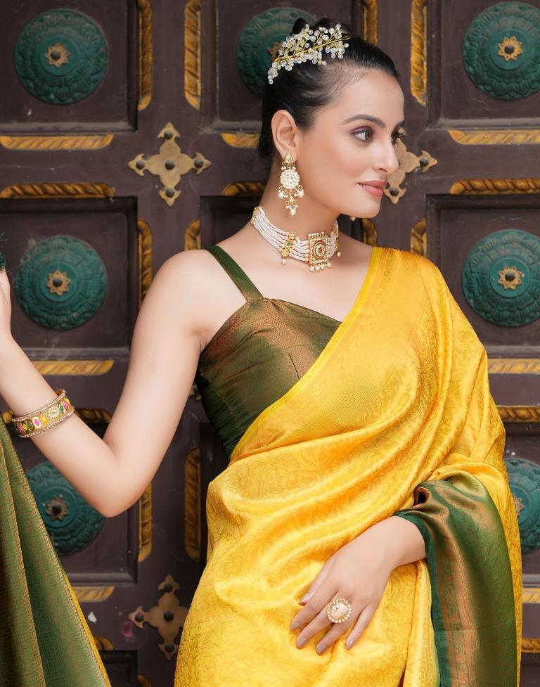 Mustard Linen Festival Wear Saree 154553 | Festival wear, Silk saree blouse  designs, Saree