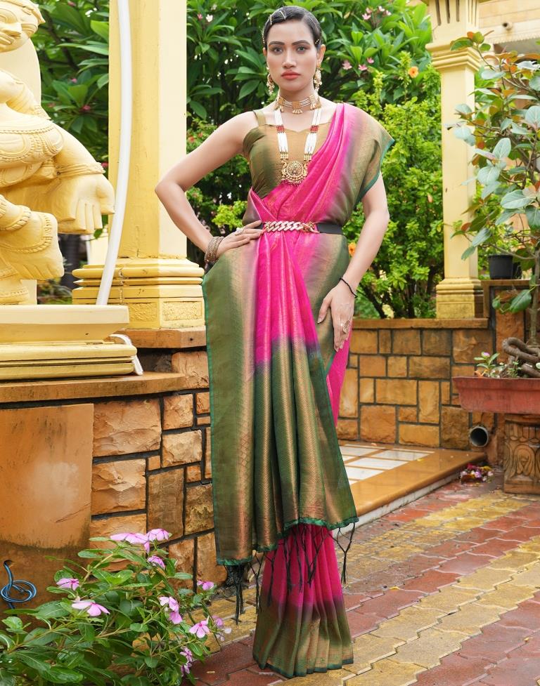 Rani Pink Silk Weaving Kanjivaram Saree | Leemboodi
