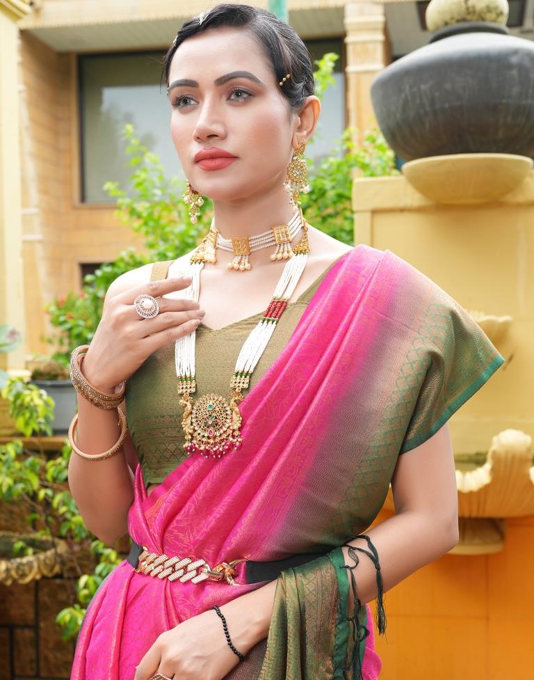 Buy Riwazo Rajmoti Copper Silk Weaving Designer Kanjeevaram Saree collection