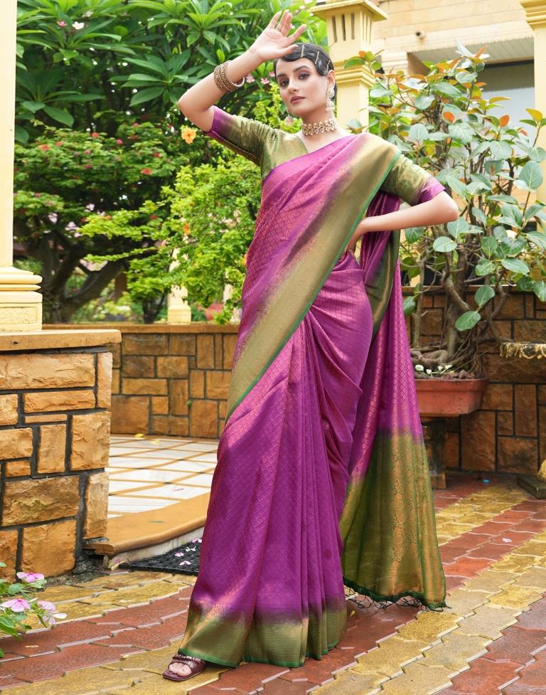 Buy Purple Kanjivaram Silk Saree T429831