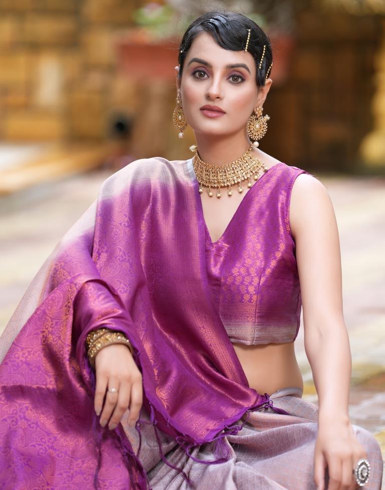 Buy Purple Designer Fancy Fabric Wedding Wear Sari | Wedding Sarees