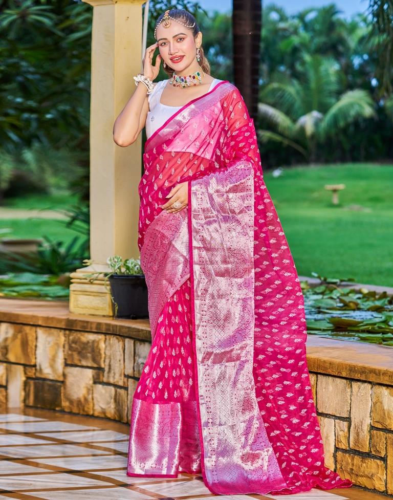 Nalli - Dark Pink Synthetic Georgette Saree with Stone work on body and  Stone Work border.Includes Unstitched Blouse.The price of this saree is  Rs.5,289.00/-. Shop Online! http://www.nallisilks.com/store/sarees /party-wear/georgettes-chiffons/dark-pink ...