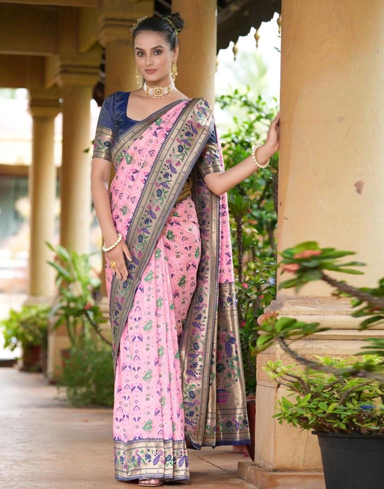 Light Pink Silk Weaving Patola Saree | Leemboodi
