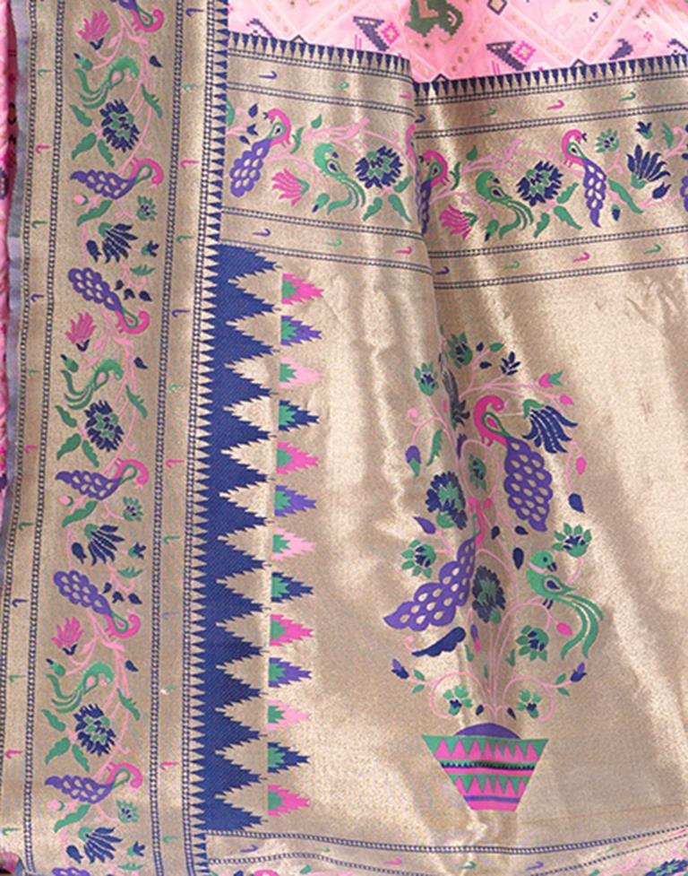 Light Pink Silk Weaving Patola Saree | Leemboodi