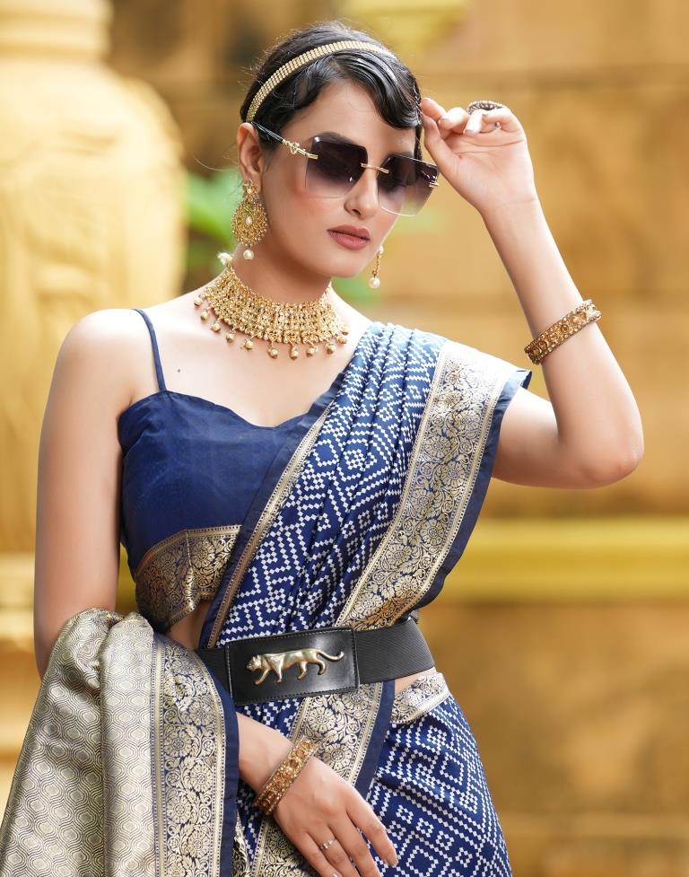 Buy V TEX SAREES Georgette Bandhani Saree For Women With Blouse - BLUE  Online at Best Prices in India - JioMart.