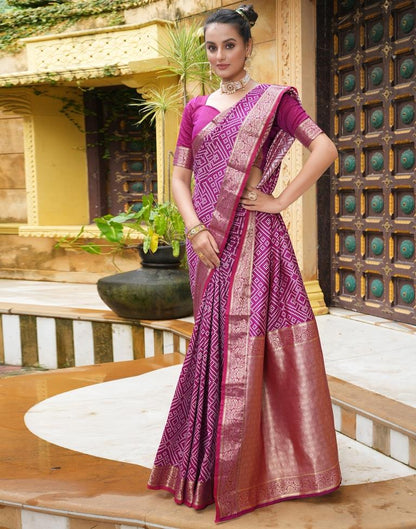 Purple Weaving Silk Bandhani Saree