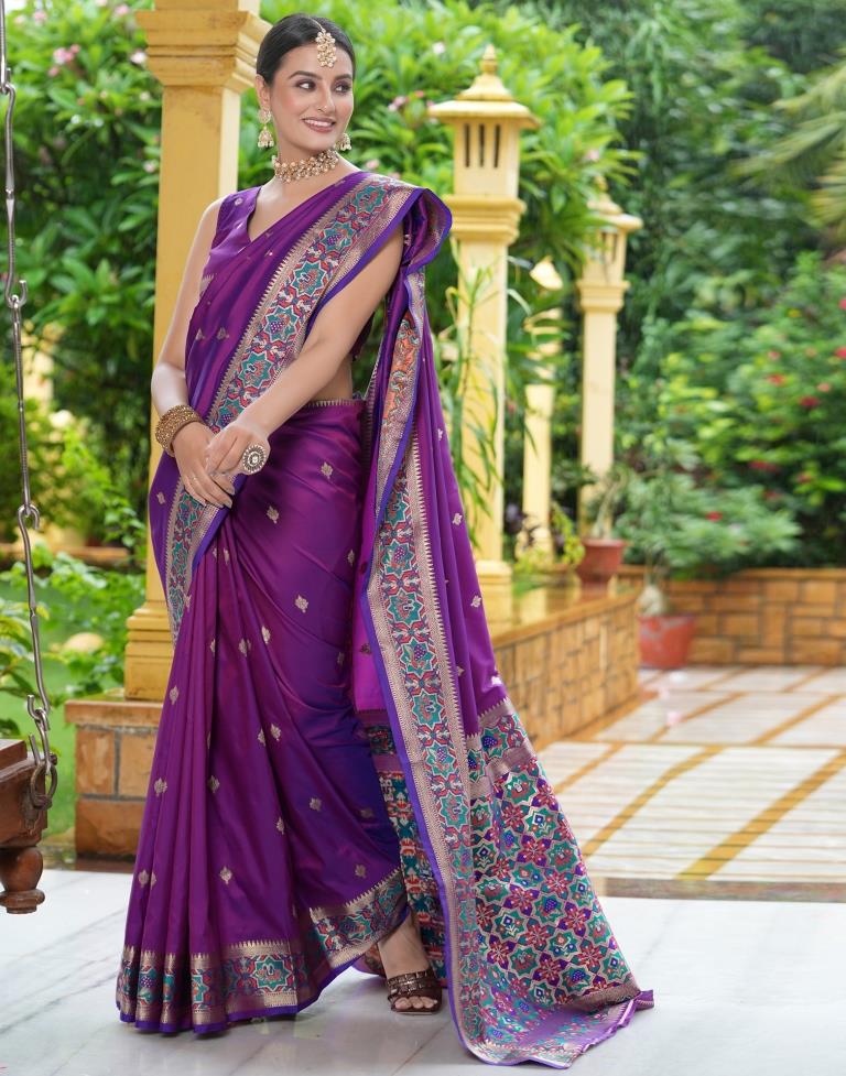 Violet Tussar Silk Saree