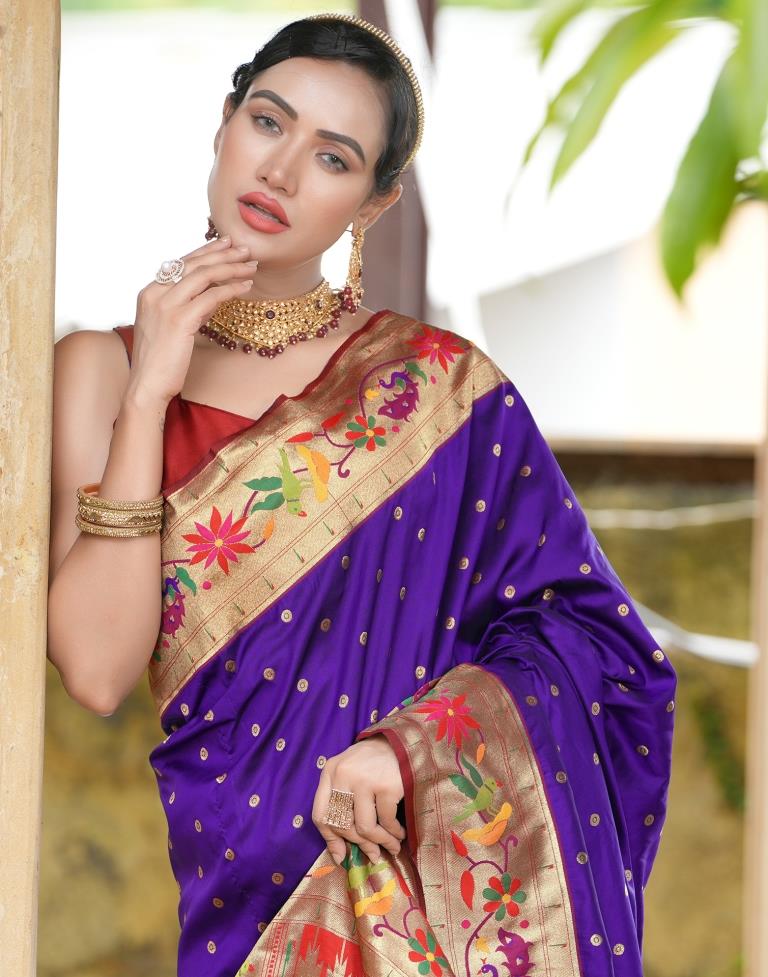 Violet silk paithani saree 496G