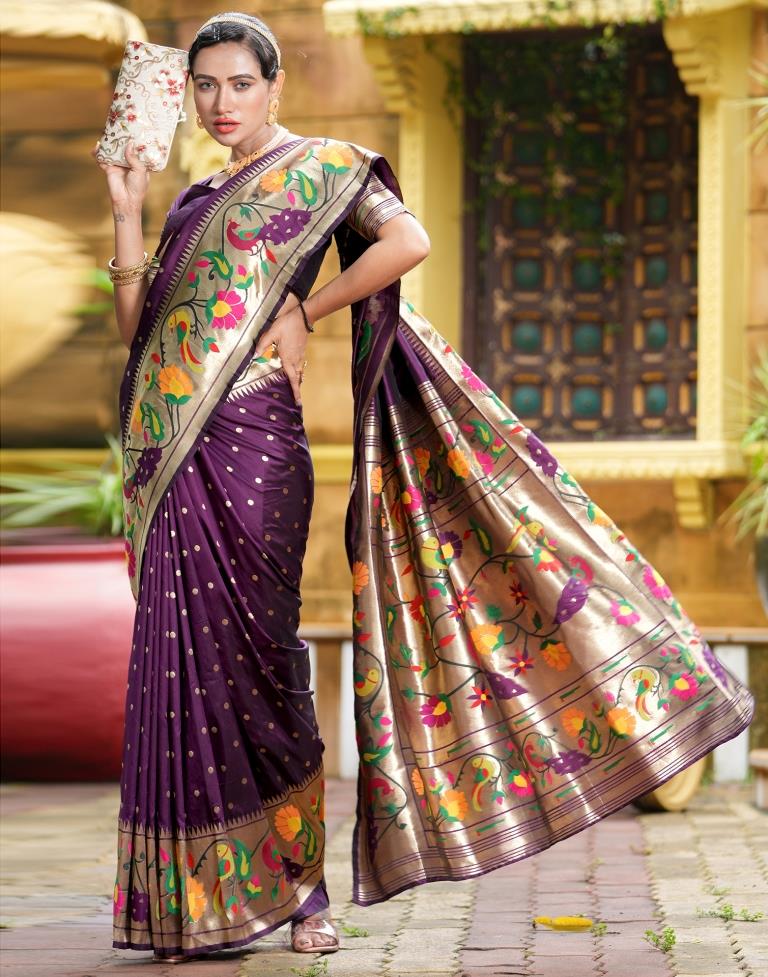 Silk paithani Saree with blouse in Sky blue colour 42001