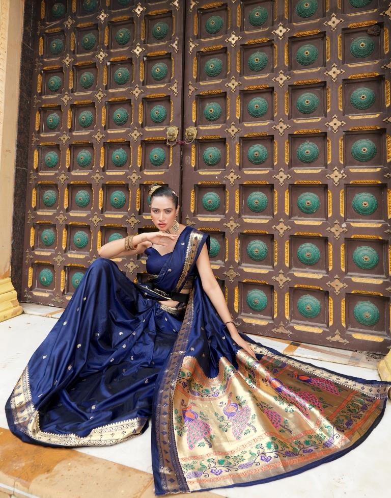 Paithani Saree in Navy Blue : SZDA680