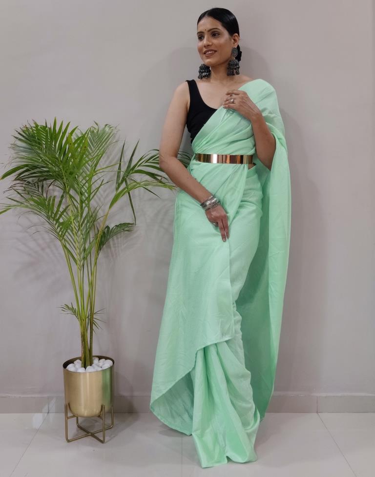 Buy online Women's Self Design Light Green Colored Saree With Blouse from  ethnic wear for Women by Sangam Prints for ₹2719 at 74% off | 2024  Limeroad.com