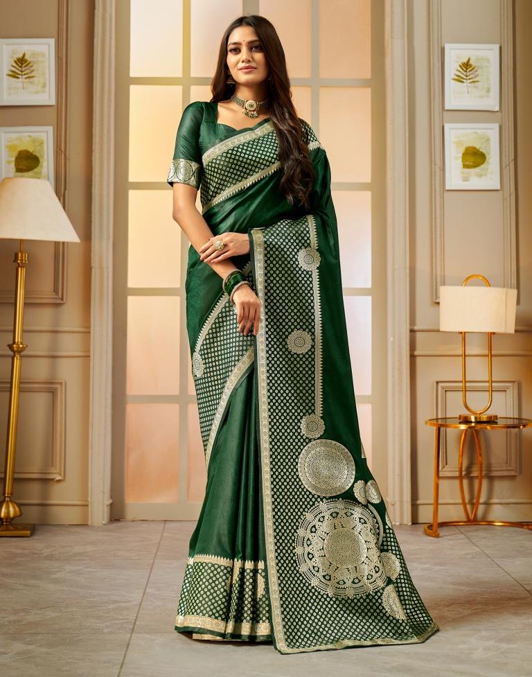 Banarasi Saree in Dark Green : SFK117