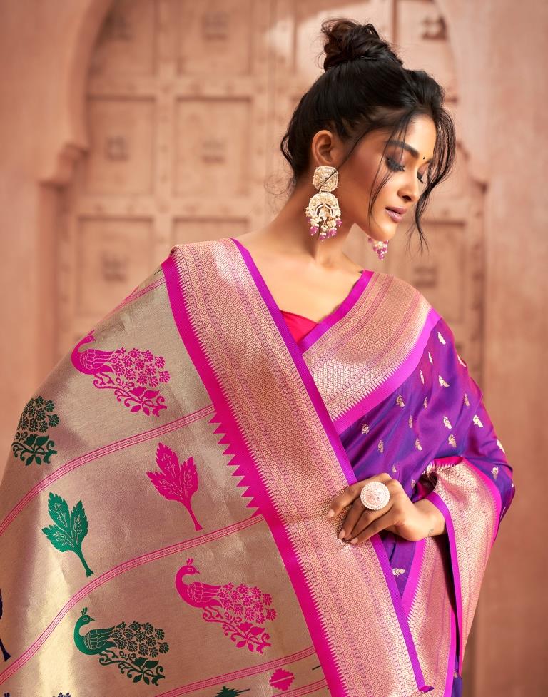 Purple Weaving Silk Paithani Saree