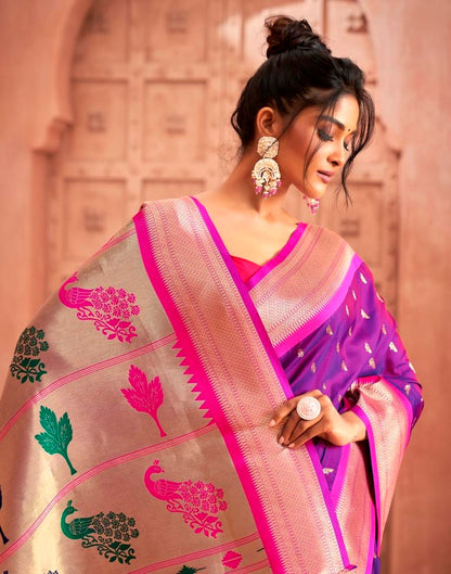 Purple Weaving Silk Paithani Saree