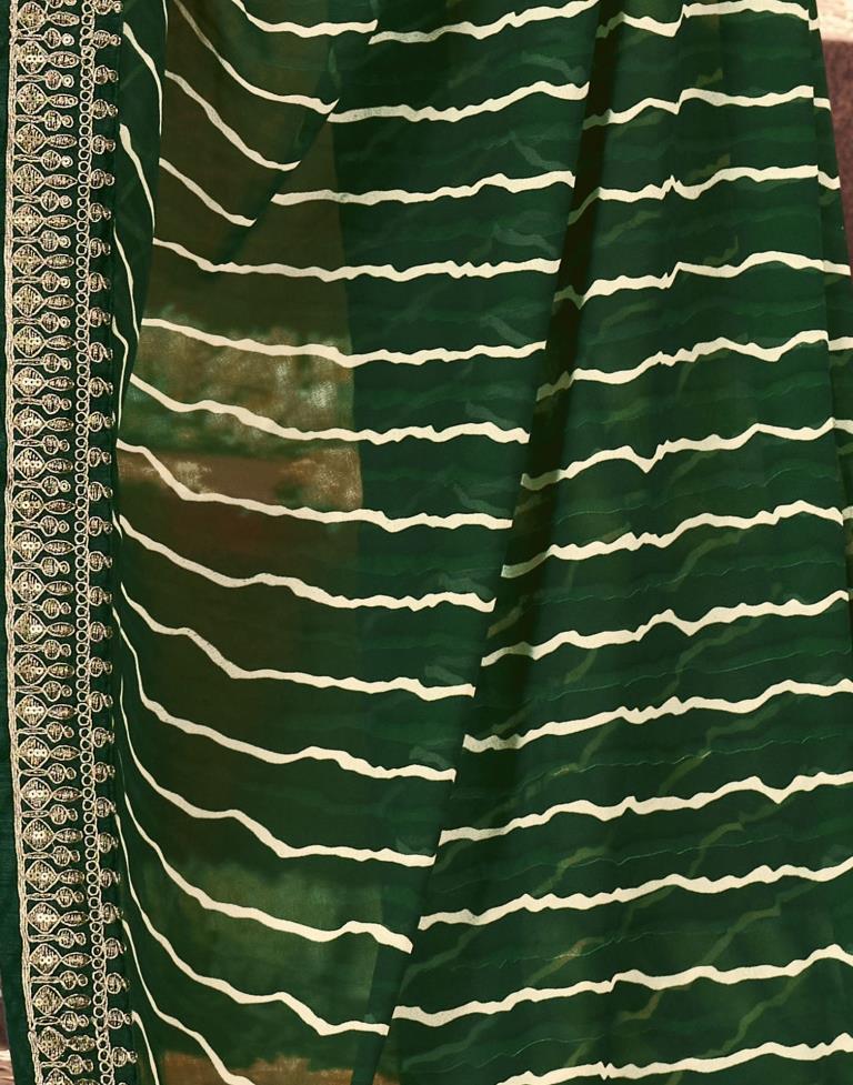 Green Printed Georgette Saree