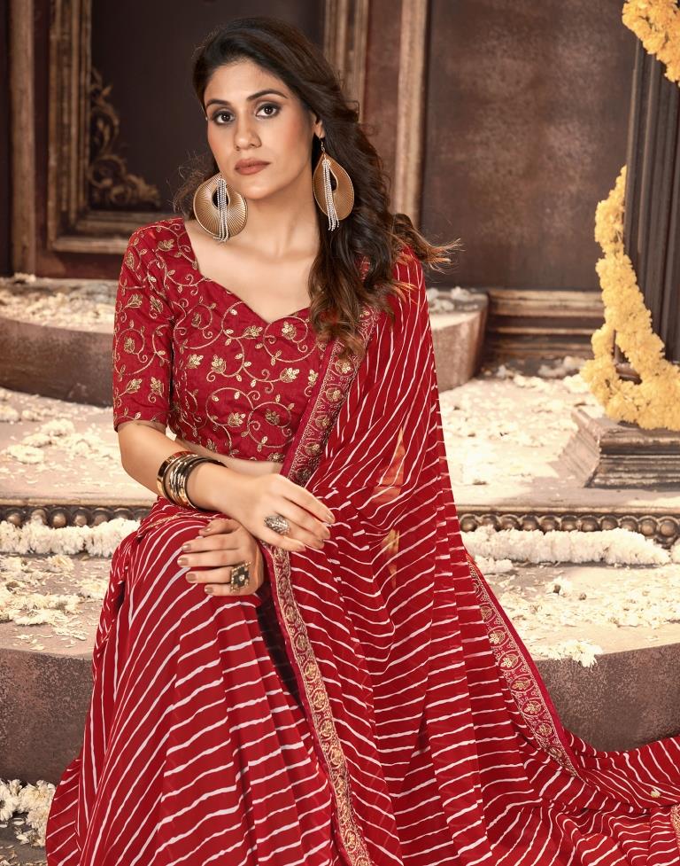 Buy Red Georgette Embroidered Abstract V Neck Gulrez Border Saree Set For  Women by Gulabo Jaipur Online at Aza Fashions.