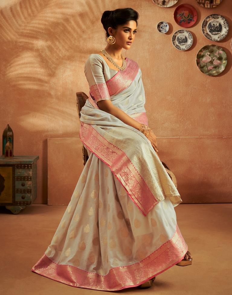 Ivory Cream Devika Tussar Silk Copper Zari Woven Saree – TASARIKA - India's  Most Loved Sarees!