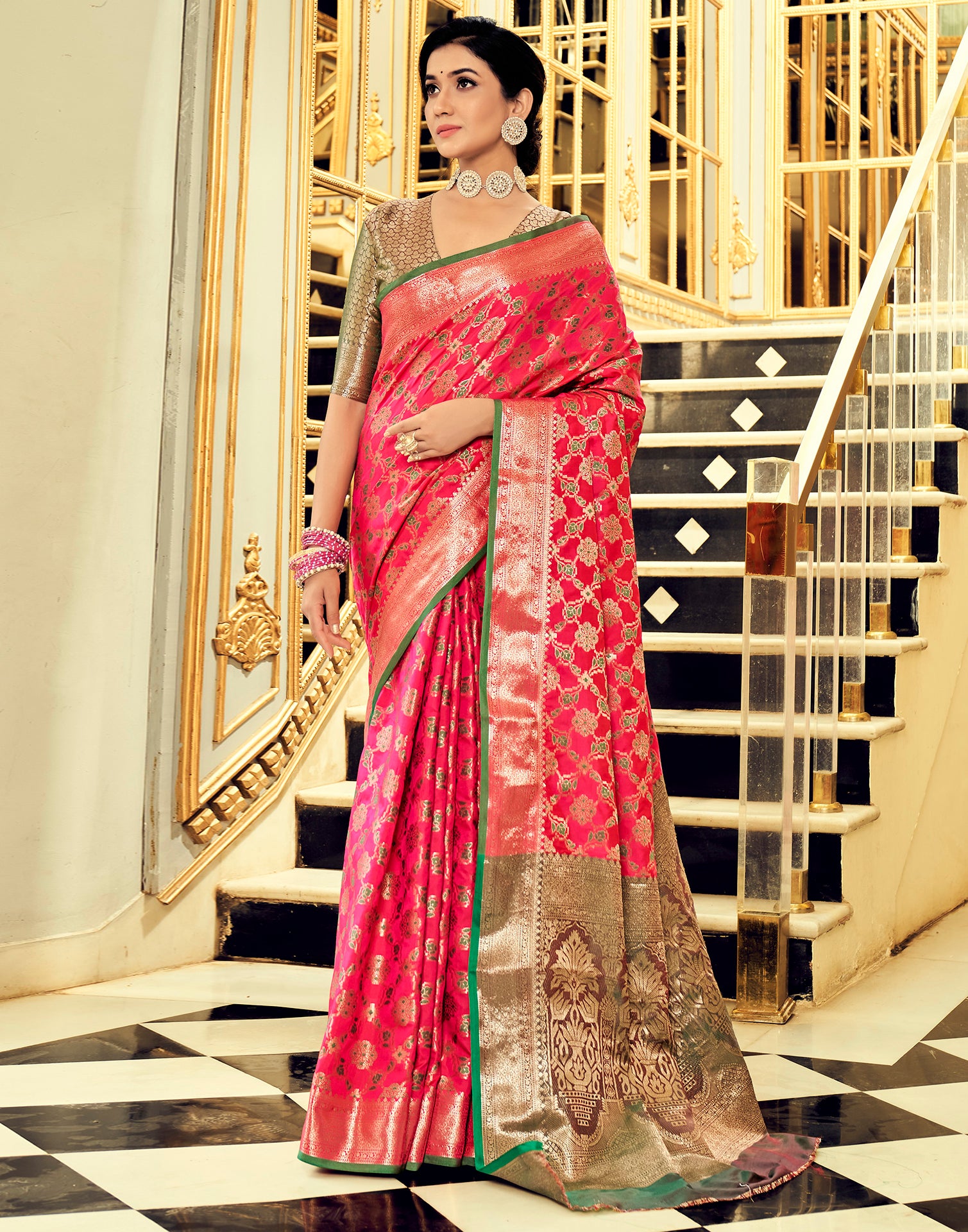 Desiring Dark Pink Soft Banarasi Silk Saree With Flameboyant Blouse Pi –  LajreeDesigner