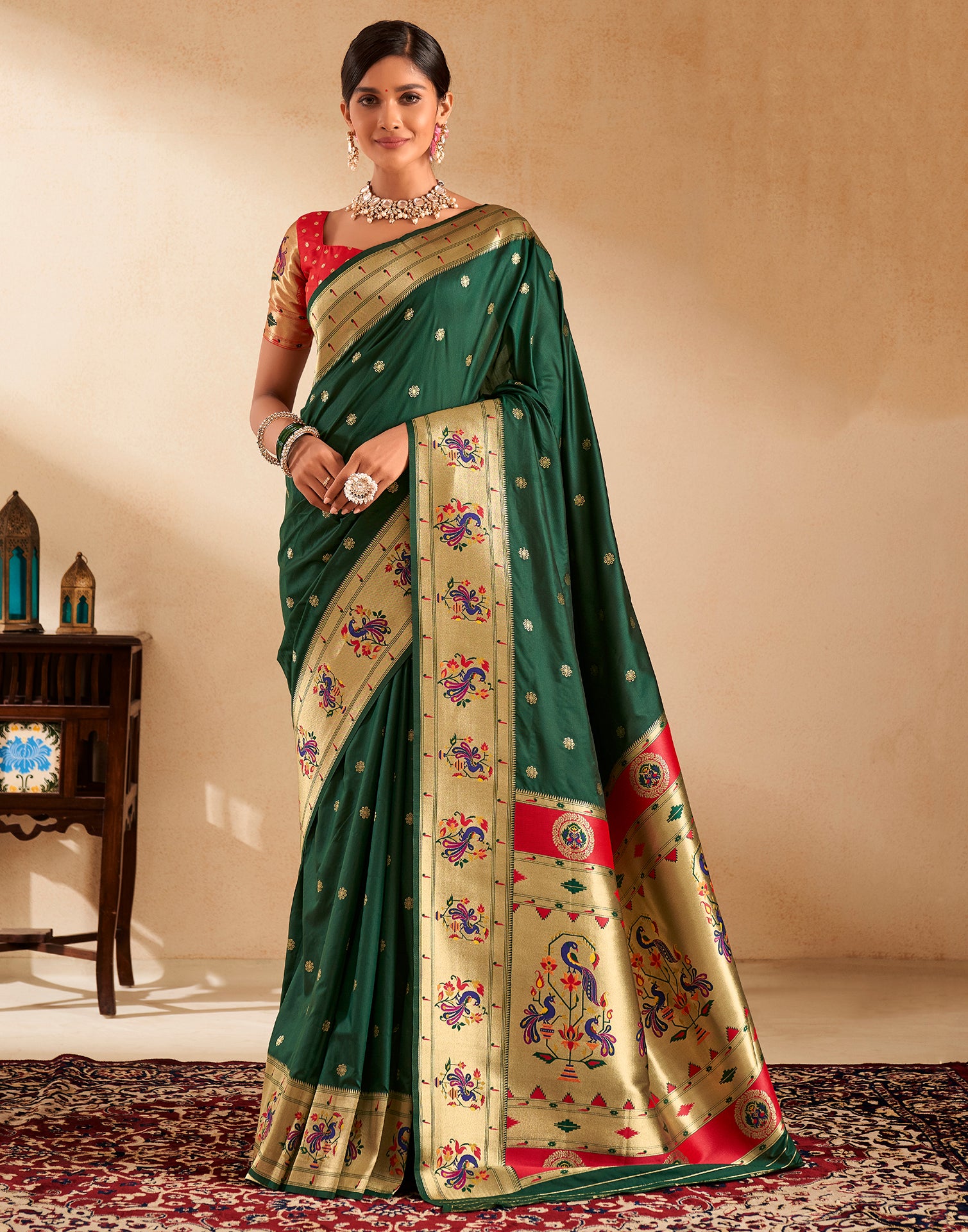 Green Silk Paithani Saree | Leemboodi