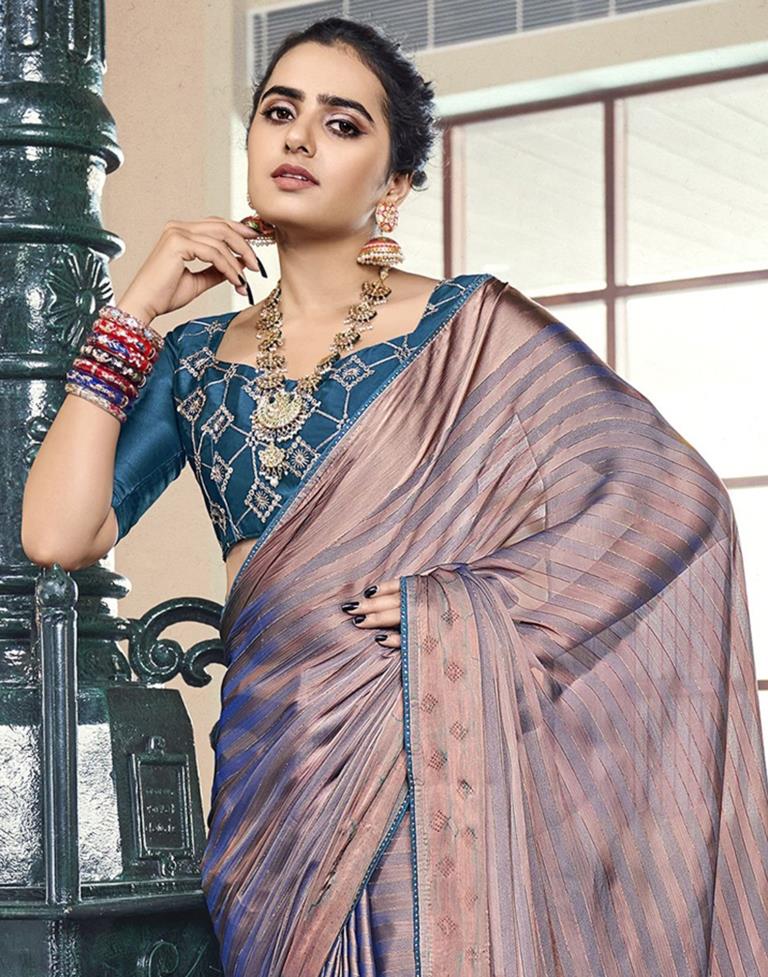 Multicolor plain chiffon saree with blouse - Teeya Creation - 4125910