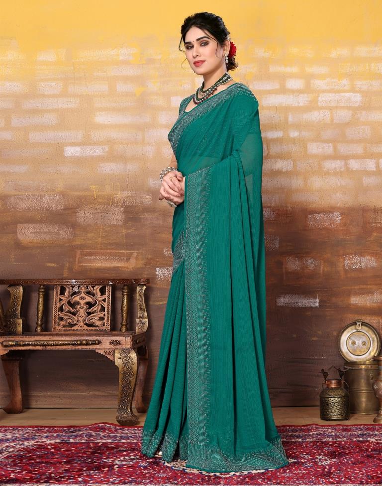 Buy Silk Rama Woven Classic Saree Online -